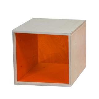 iCube das Regal mit oranger Plexiglasscheibe