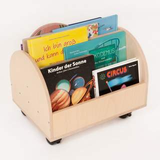 Handgearbeitete Bücherkiste aus Holz auf Rädern für Kinder von FLIXI! Standard 