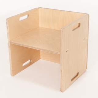 FLIXI Kindermöbel – Kinderstuhl für eine Sitzgruppe aus Holz – mitwachsende Möbel mit Wendehocker – aus Birken-Multiplexholz …
