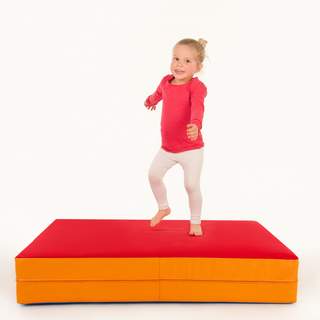 FLIXI Hüpfmatratze - ab 1 Jahre - Turn Matte für Kinder - Spiel Matratze zum Toben; Hüpfen; Balancieren Rot/Orange